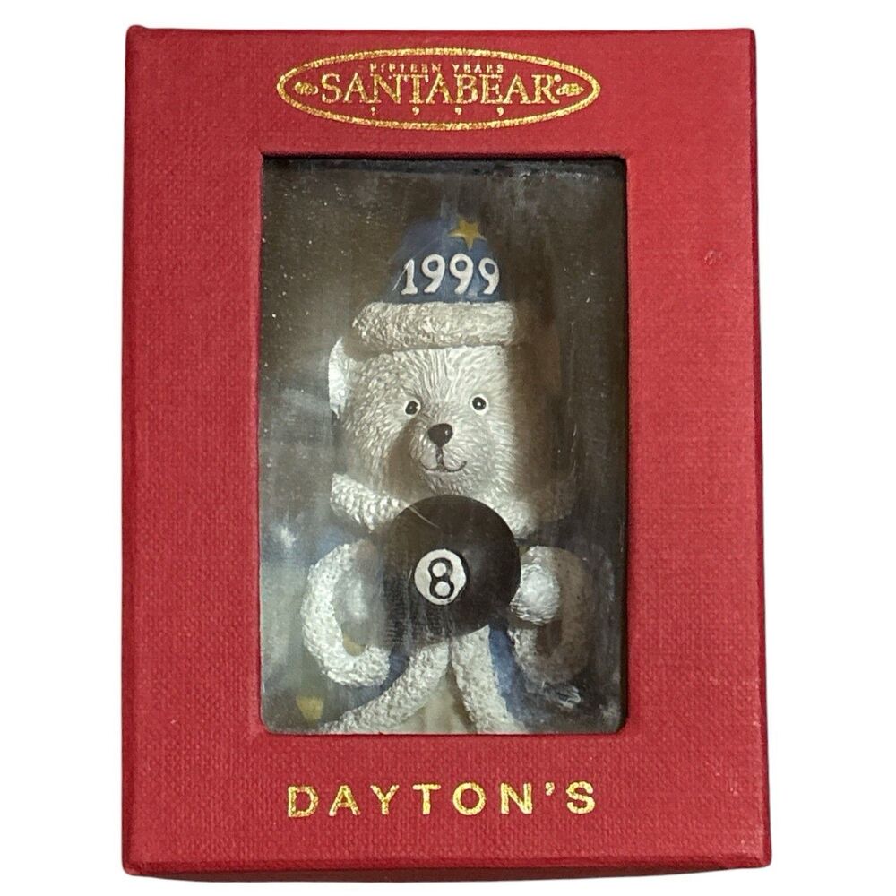 Daytons Hudson's 1999 Santa Bear with Eight Ball Christmas Tree Ornament Holiday